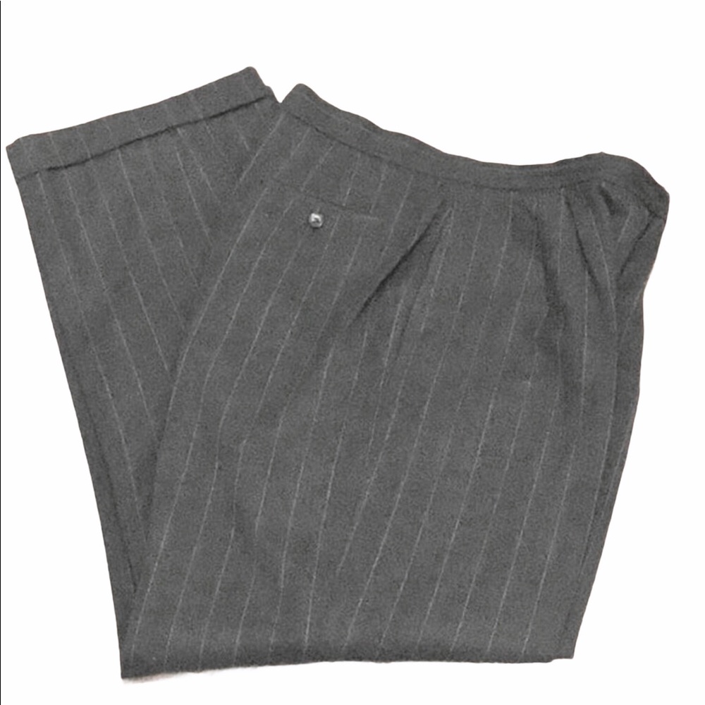 Jones New York Gray Wool Pinstripe Cuffed Trouser